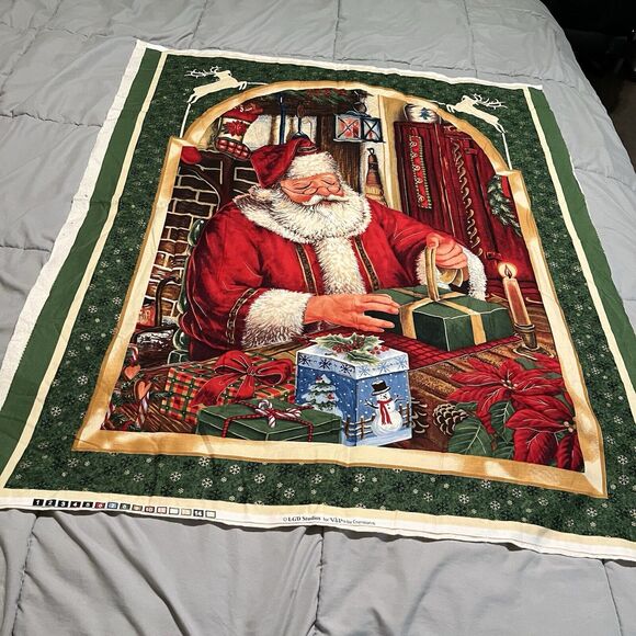 CHRISTMAS SANTA CLAUS LGD Studios VIP CRANSTON COTTON FABRIC CHEATER Panel 38X43 - Picture 2 of 13